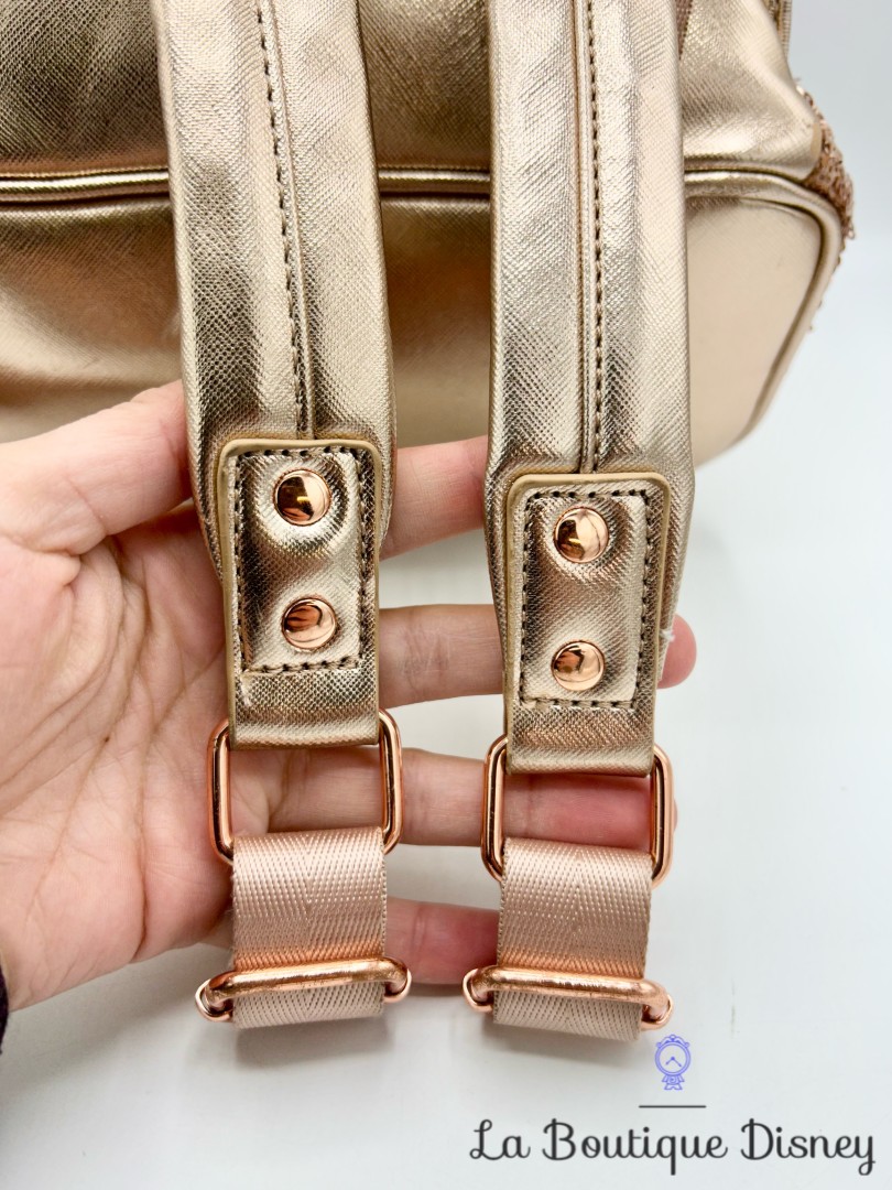 Sac à dos Loungefly Minnie Mouse Rose Gold sequins dorés Disney Parks