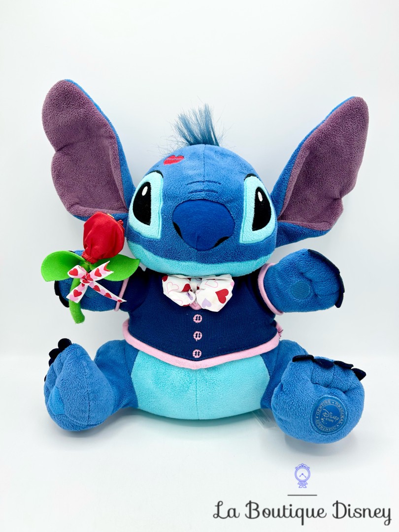 Peluche Stitch Saint Valentin Disney Store 2015 rose coeur ?�cusson 35 cm - Peluches/Peluches 