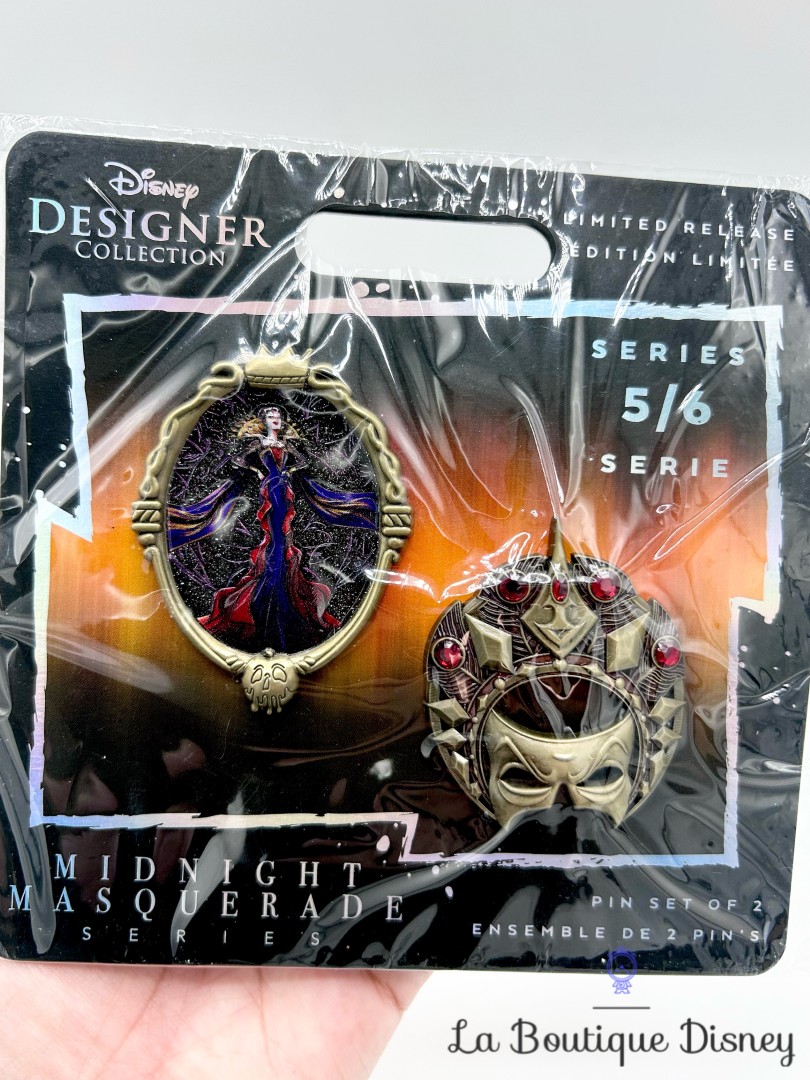 Pin Set of 2 Evil Queen Midnight Masquerade Villains Édition Limitée Disney Store 2020 Designer Collection 141483