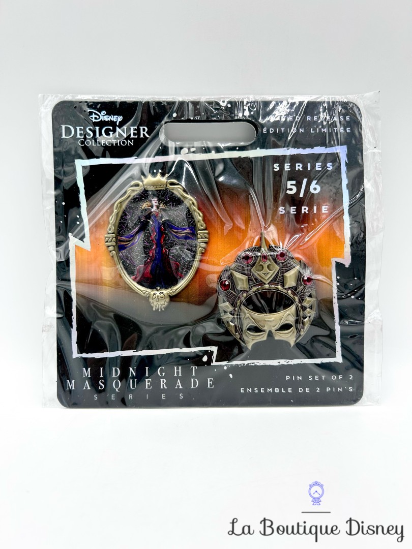 Pin Set of 2 Evil Queen Midnight Masquerade Villains Édition Limitée Disney Store 2020 Designer Collection 141483