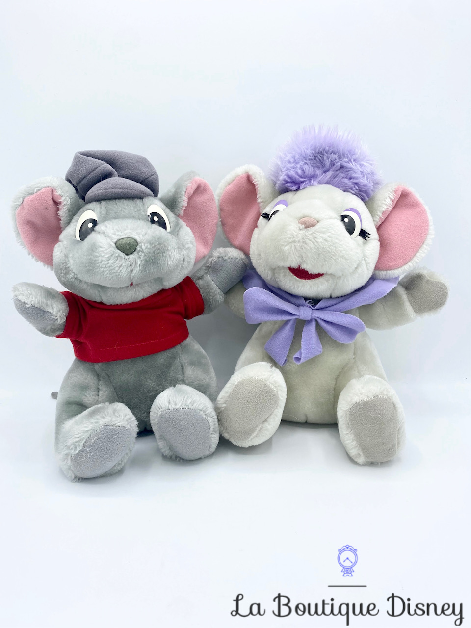 Peluches Bernard et Bianca Disney Hasbro 1991 vintage souris gris 28 cm