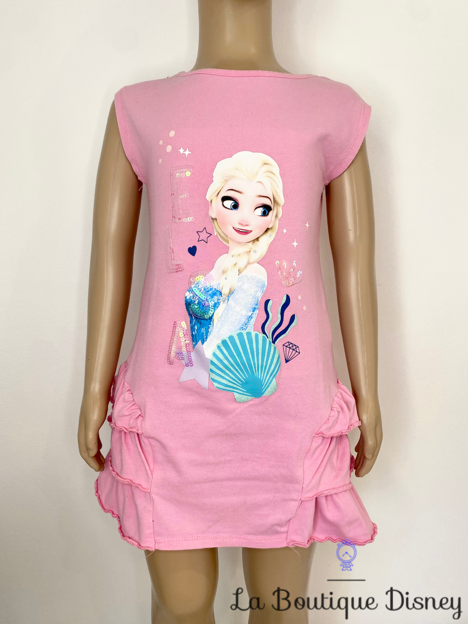 robe-elsa-la-reine-des-neiges-disney-rose-sirène-coquillage-strass-4