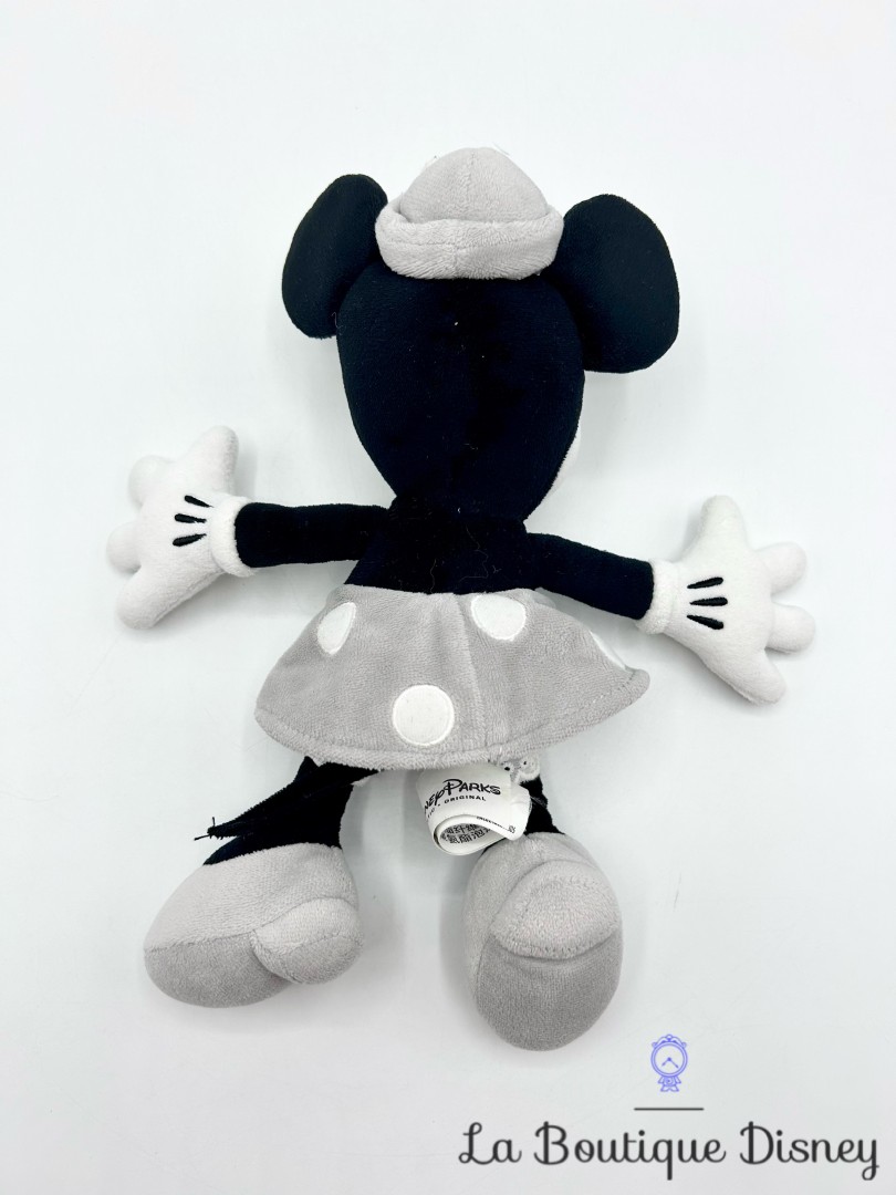 Peluche-Minnie-Mouse-Steamboat-Willie-Disney-Parks-noir-gris-26-cm (3)