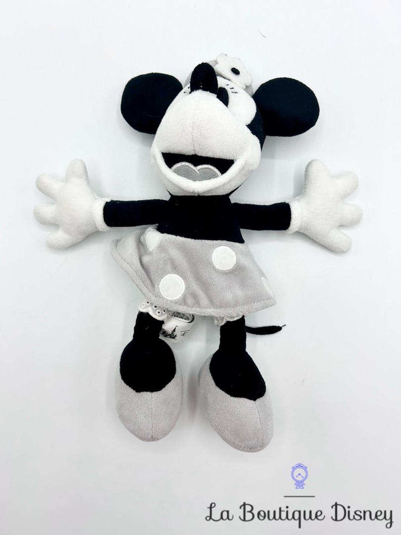 Peluche-Minnie-Mouse-Steamboat-Willie-Disney-Parks-noir-gris-26-cm (2)