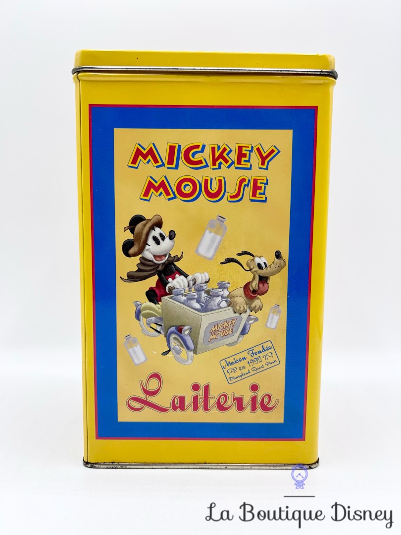 Boite-métal-Mickey-Minnie-Laiterie-Confitures-Disneyland-Paris-Disney-jaune-rétro-vintage (2)
