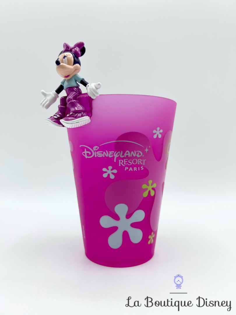 Gobelet-Minnie-Mouse-figurine-Disneyland-Paris-Disney-verre-plastique-rose-fleurs (2)