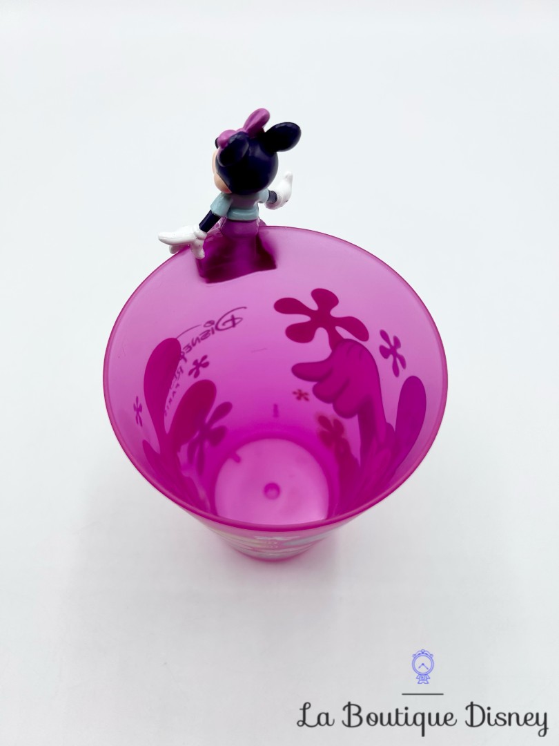 Gobelet-Minnie-Mouse-figurine-Disneyland-Paris-Disney-verre-plastique-rose-fleurs (6)