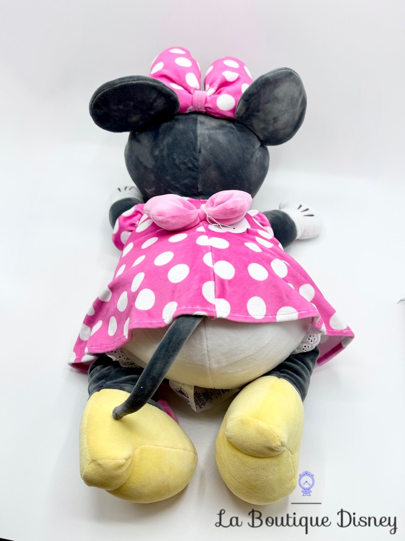 Peluche-Minnie-Mouse-Cuddleez-Disney-Store-2022-pois-rose-dort-couché (3)