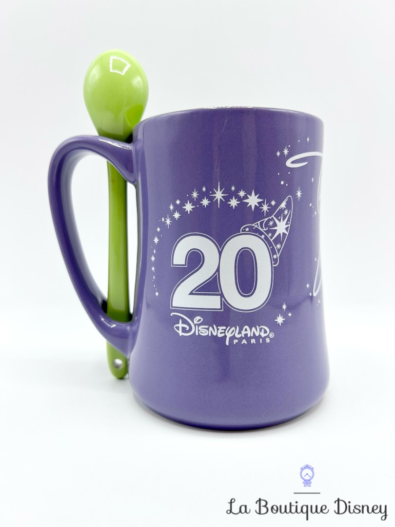 Tasse-Fée-Clochette-20-ème-anniversaire-Disneyland-Paris-20-ans-Disney-mug-Tink-violet-vert-cuillère (6)