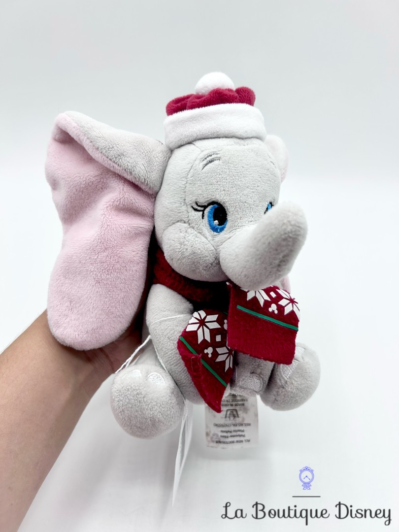 Peluche-Dumbo-Noël-Disney-Store-2015-éléphant-gris-bonnet-18-cm (7)