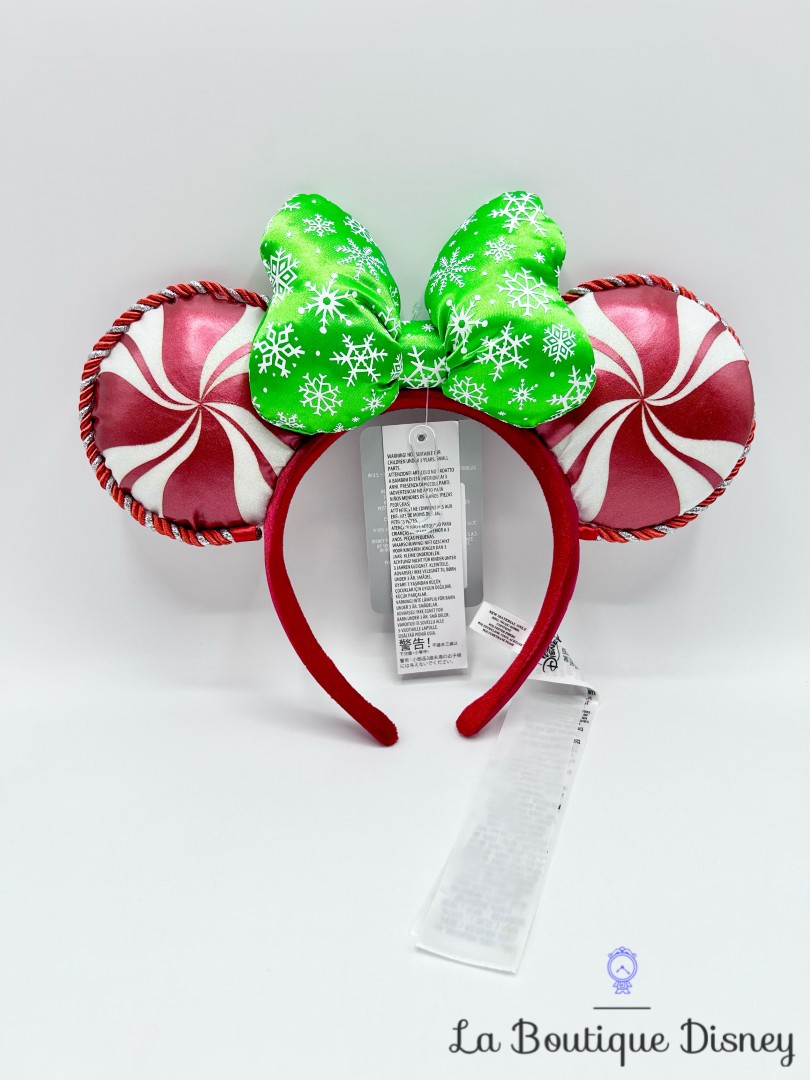 Serre tête-Oreilles-Minnie-Mouse-Noël-Disneyland-Ears-Disney-bonbon-candy-rouge-vert (4)