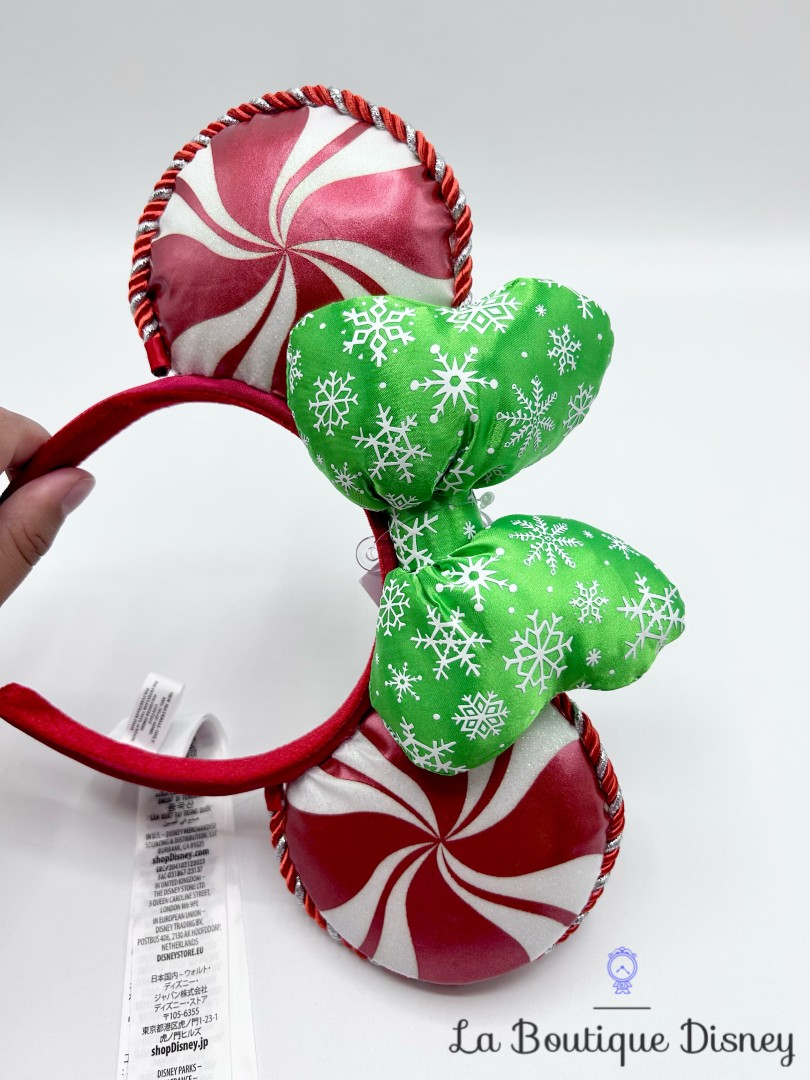 Serre tête-Oreilles-Minnie-Mouse-Noël-Disneyland-Ears-Disney-bonbon-candy-rouge-vert (1)
