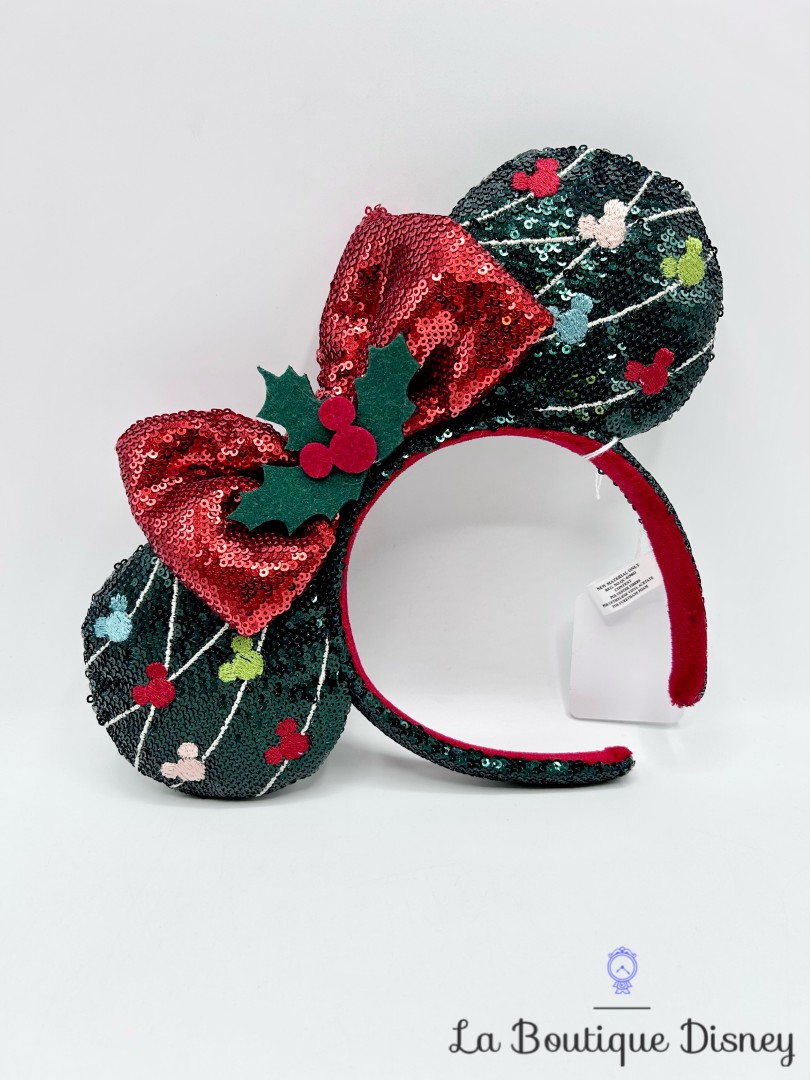 Serre-tête-Oreilles-Minnie-Mouse-Noël-Disneyland-Ears-Disney-sequins-rouge-vert (4)