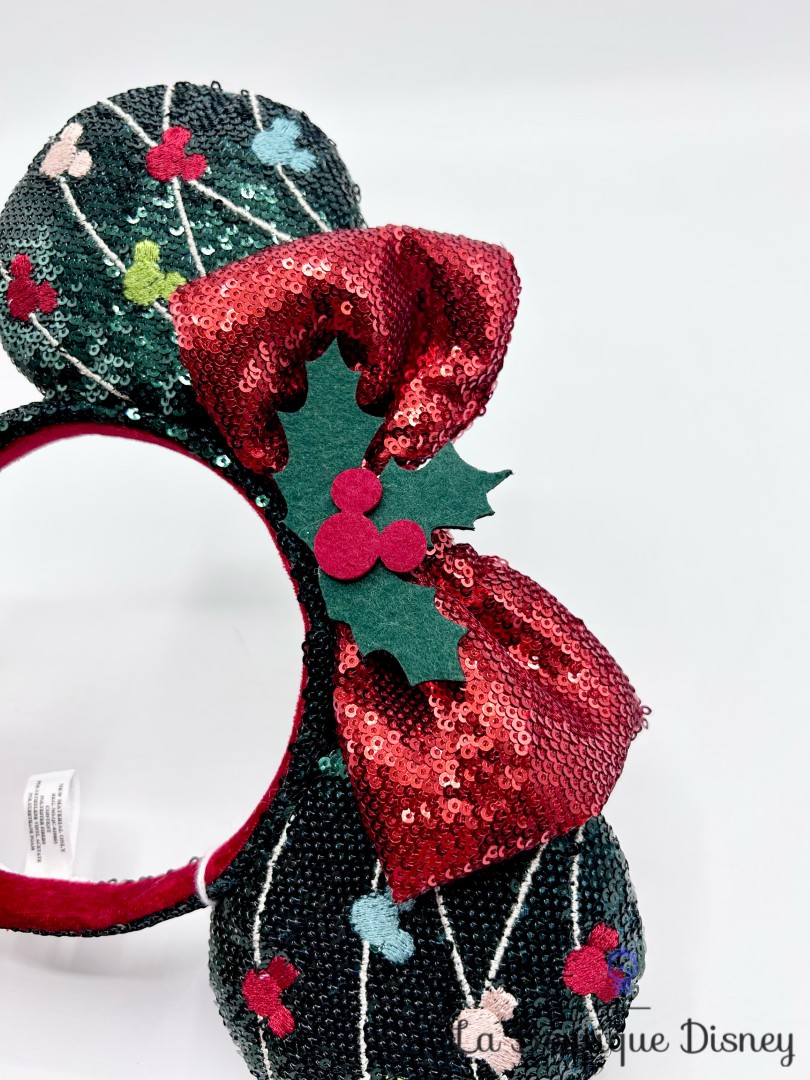 Serre-tête-Oreilles-Minnie-Mouse-Noël-Disneyland-Ears-Disney-sequins-rouge-vert (2)