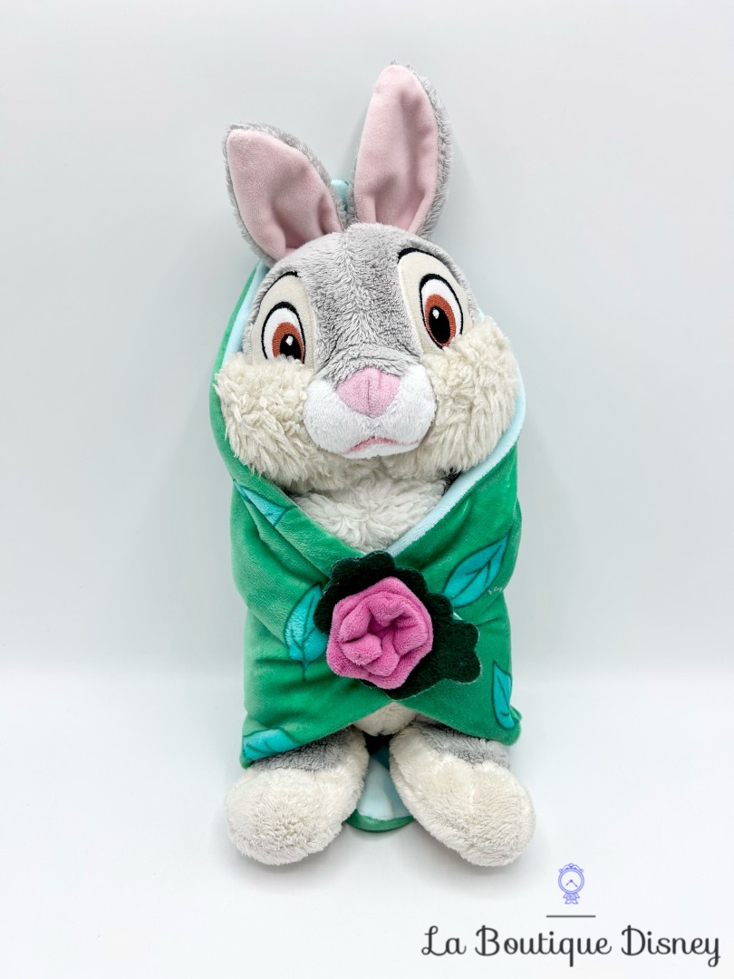 Peluche-Panpan-Bambi-Disney-Babies-Disneyland-Paris-lapin-gris-couffin-couverture-vert-fleur (3)
