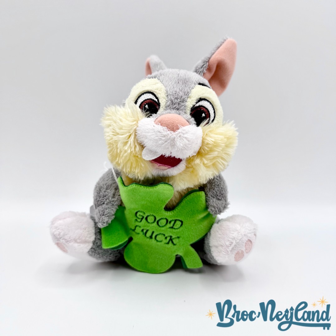Peluche-Panpan-Good-Luck-Disneyland-Paris-Disney-Bambi-lapin-gris-trèfle-18-cm (3)
