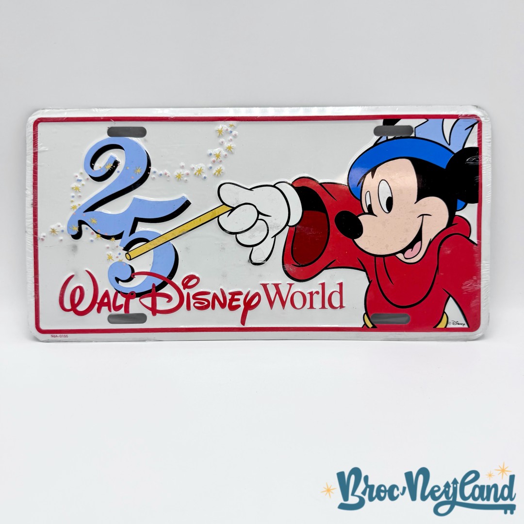 Plaque-Métal-Mickey-Mouse-25-Walt-Disney-World-USA-1996-Fantasia-blanc (2)