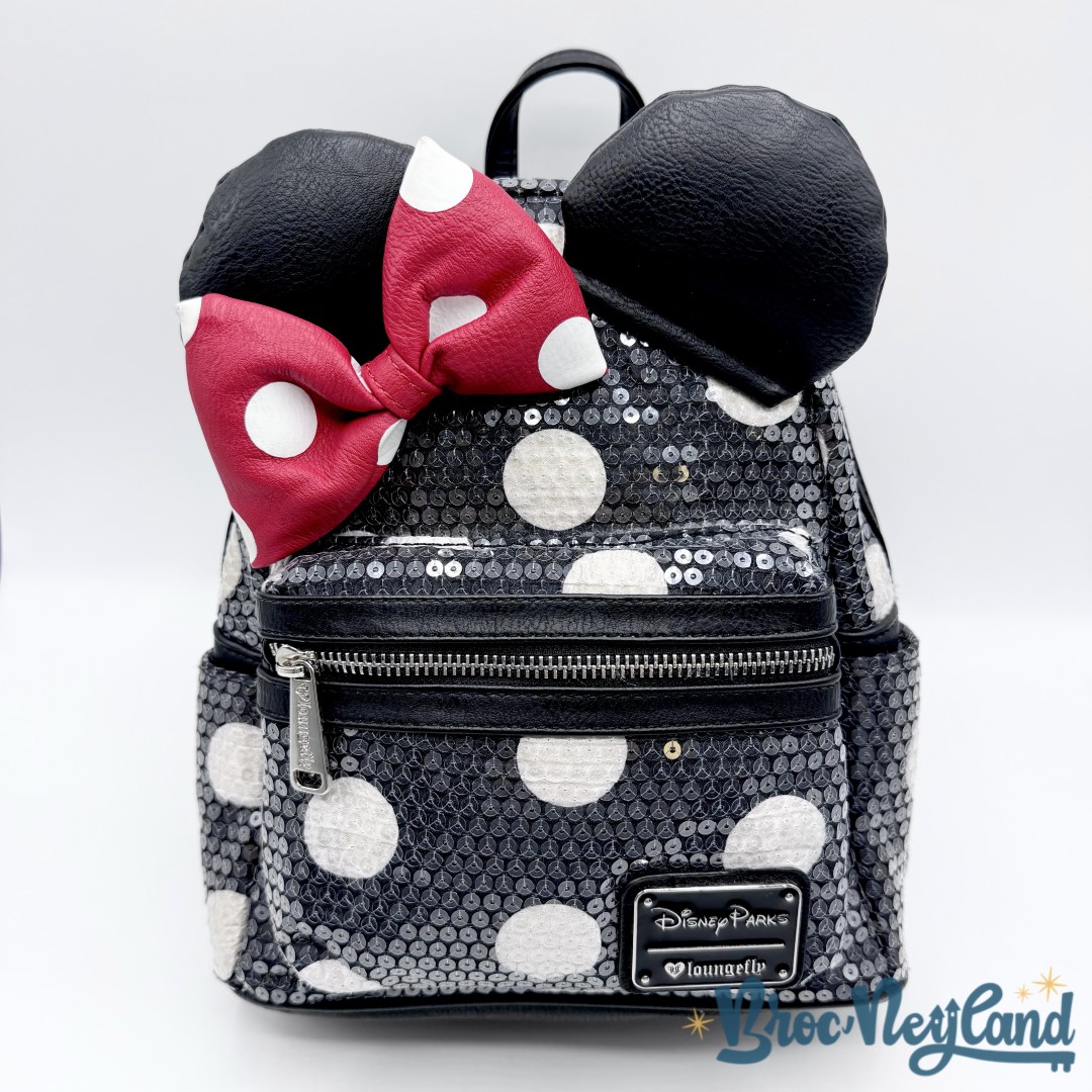 Sac-à-dos-Loungefly-Minnie-Mouse-Polka -Dots-sequins-Disney-Parks-Disneyland-noeud-rouge-noir (3)