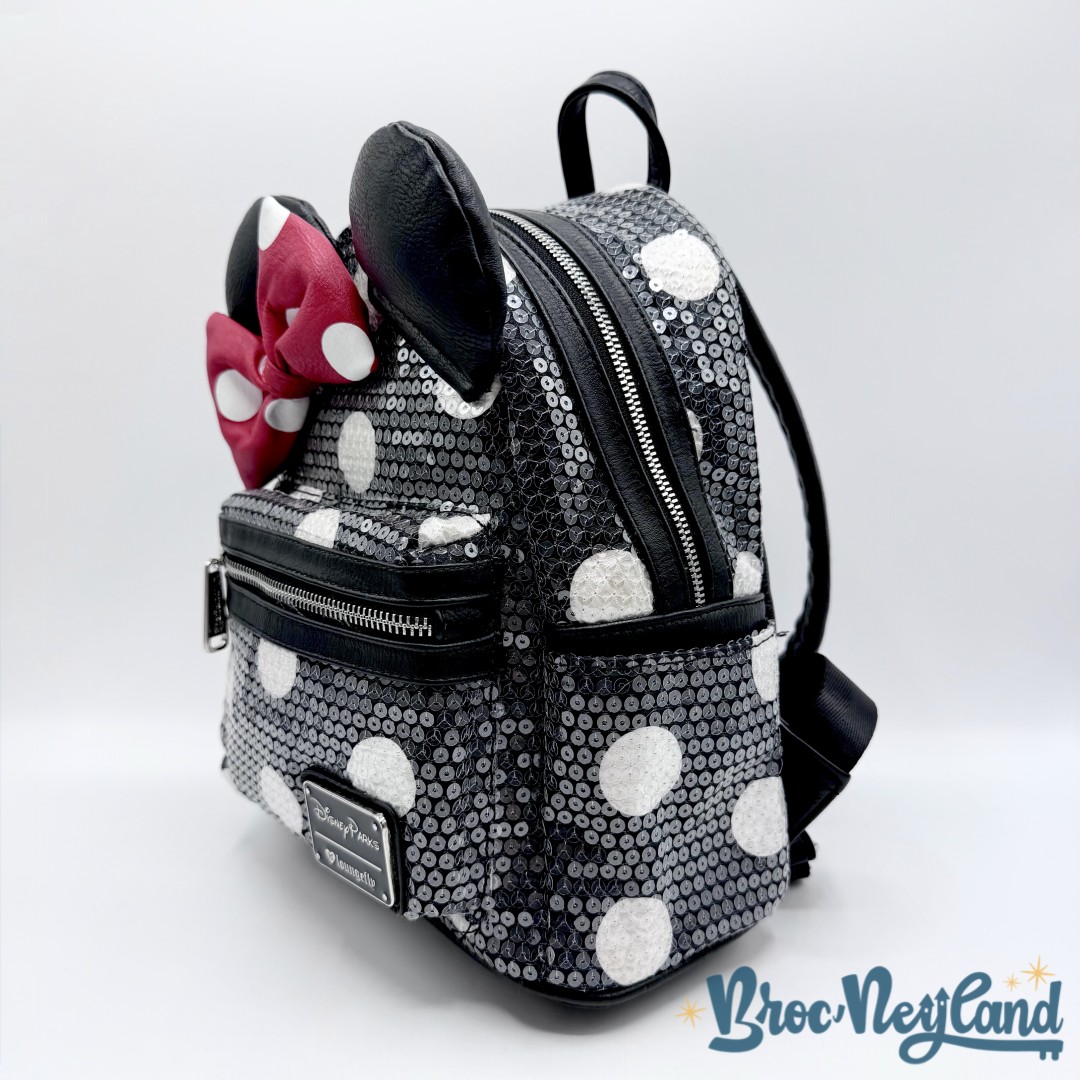 Sac-à-dos-Loungefly-Minnie-Mouse-Polka -Dots-sequins-Disney-Parks-Disneyland-noeud-rouge-noir (6)