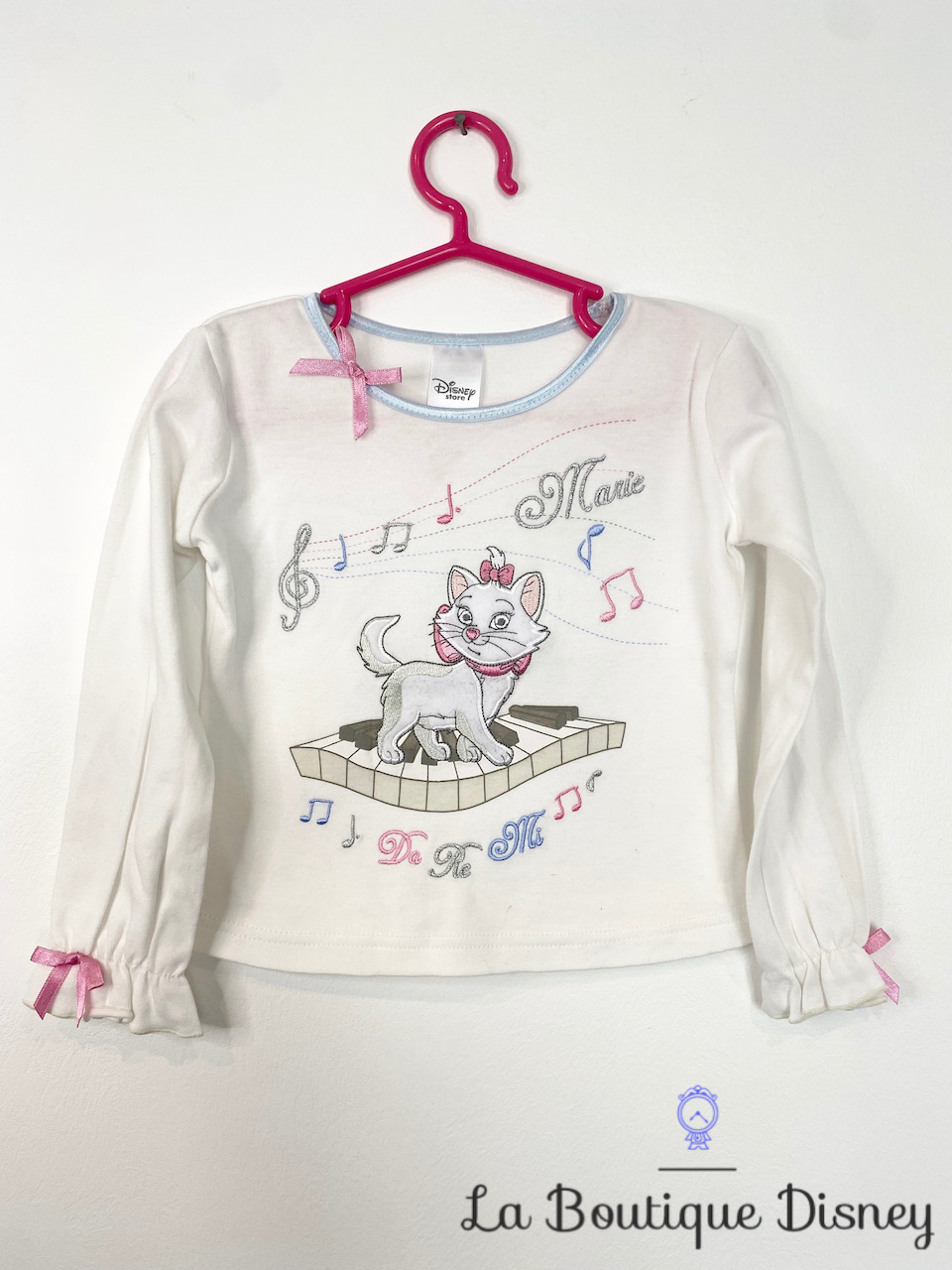 Sweat Marie Les Aristochats Disney Store taille 2-3 ans blanc musique piano Do Re Mi