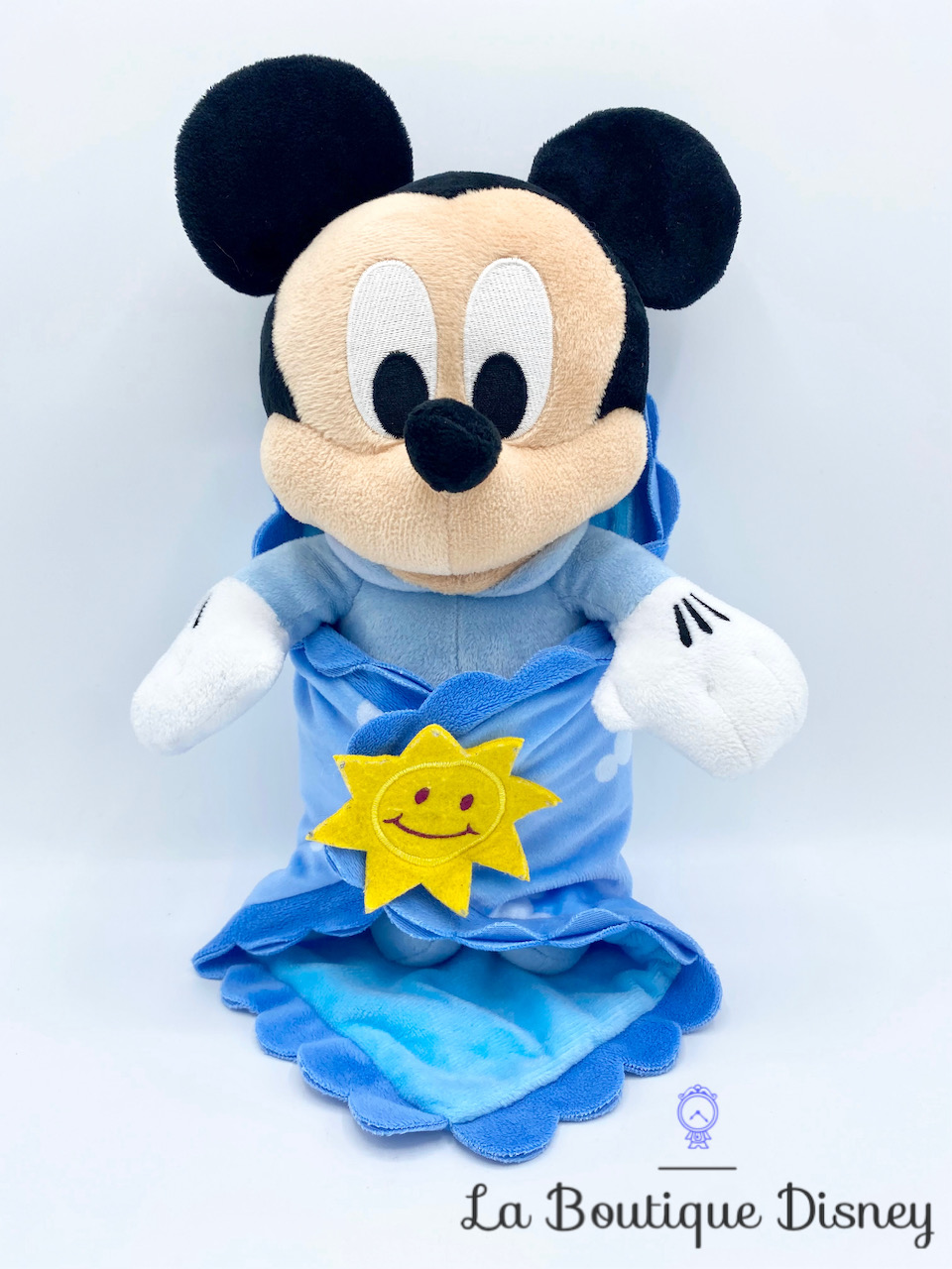 Peluche Mickey Mouse Disney Babies Disneyland Paris couffin couverture bleu soleil