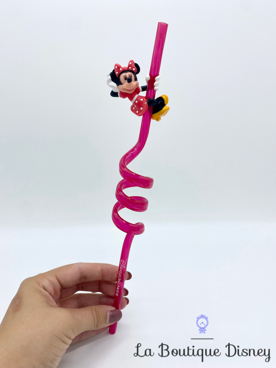 Paille Minnie Mouse Disneyland Paris Disney plastique rose rouge tourbillon