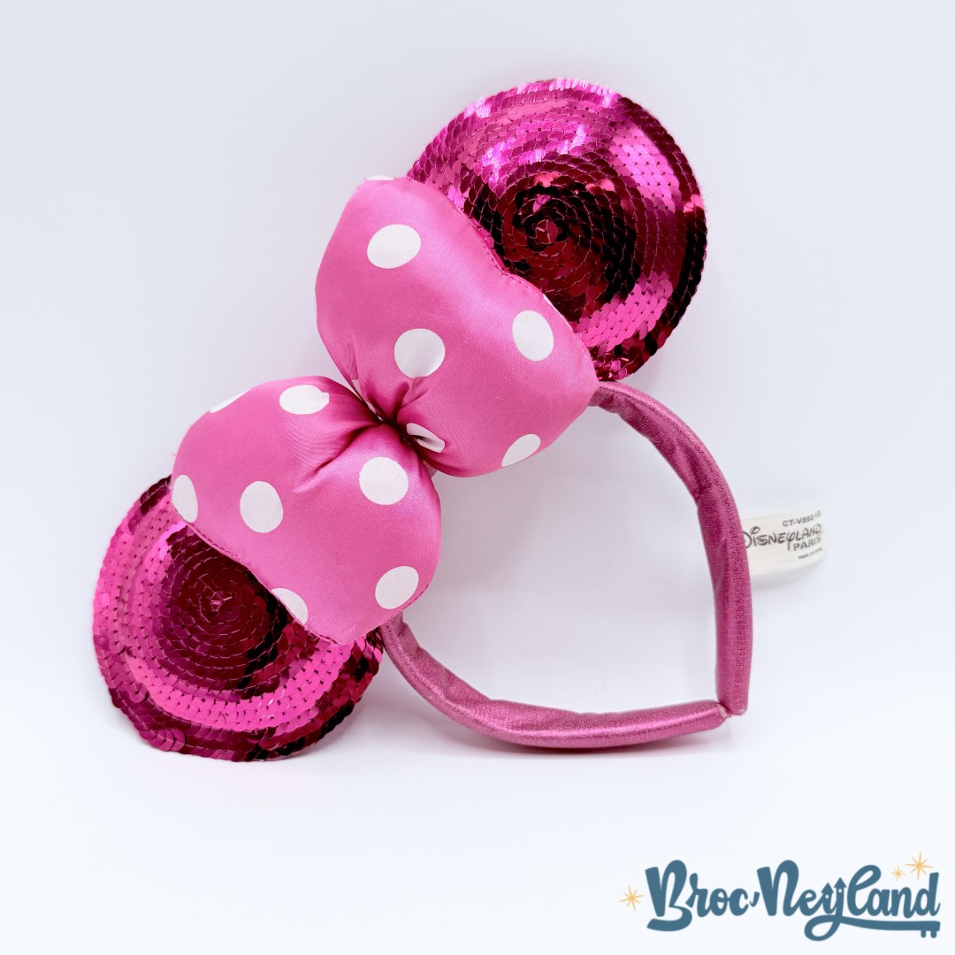 Serre tête-Oreilles-Minnie-Mouse-Sequins-Roses-Disney-Parks-2017-Disneyland-Paris-ears-noeud-pois (3)