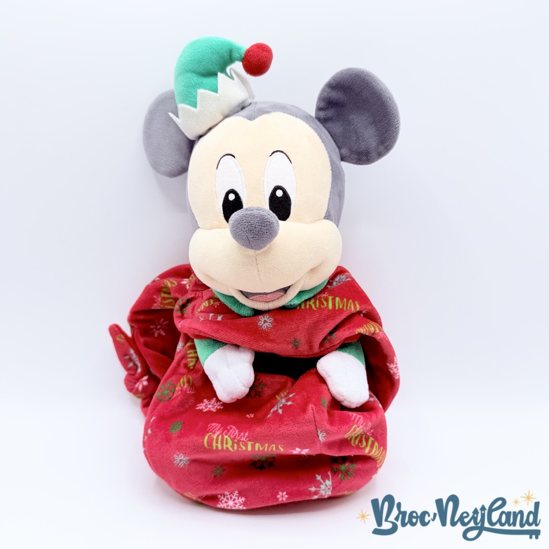 Peluche-Mickey-Noël-emmaillotée-Disney-Parks-2019-Disneyland-lutin-couverture-cocon-30-cm (4)