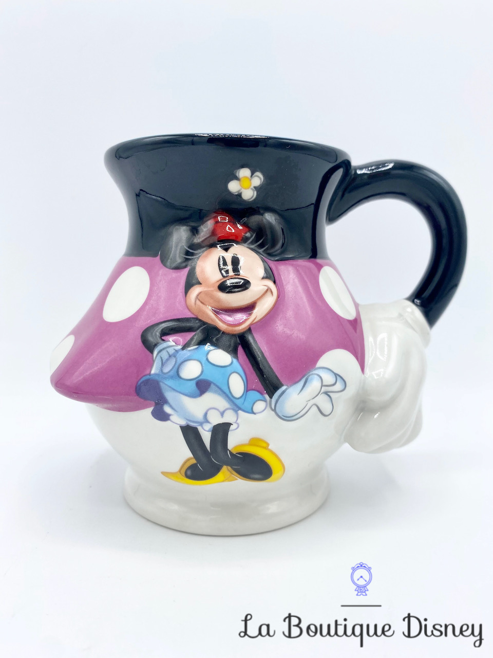 Tasse Minnie Mouse jupe Disneyland Paris mug Disney noir rose pois relief 3D
