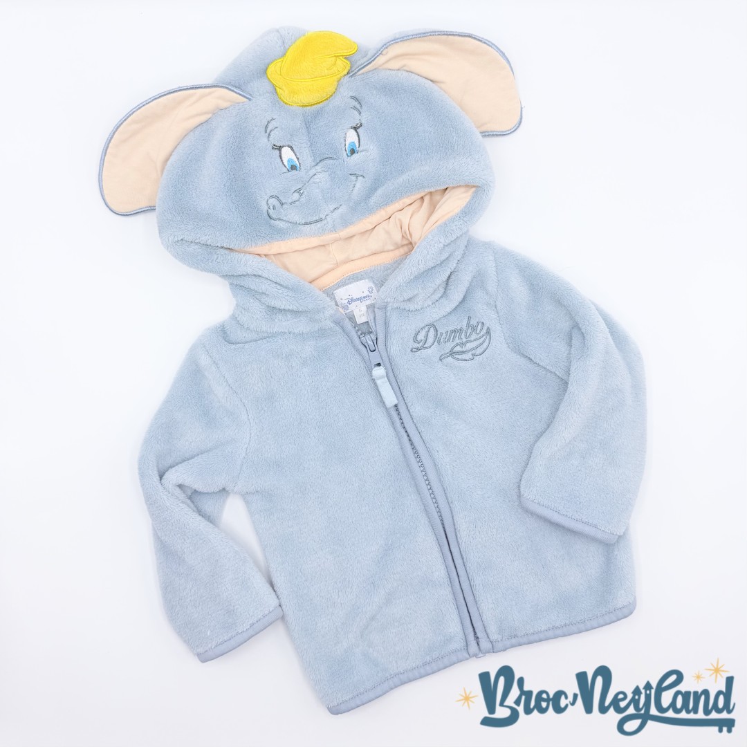 Veste-polaire-Dumbo-Disneyland-Paris-Disney-taille-6-mois-éléphant-gris-capuche (4)