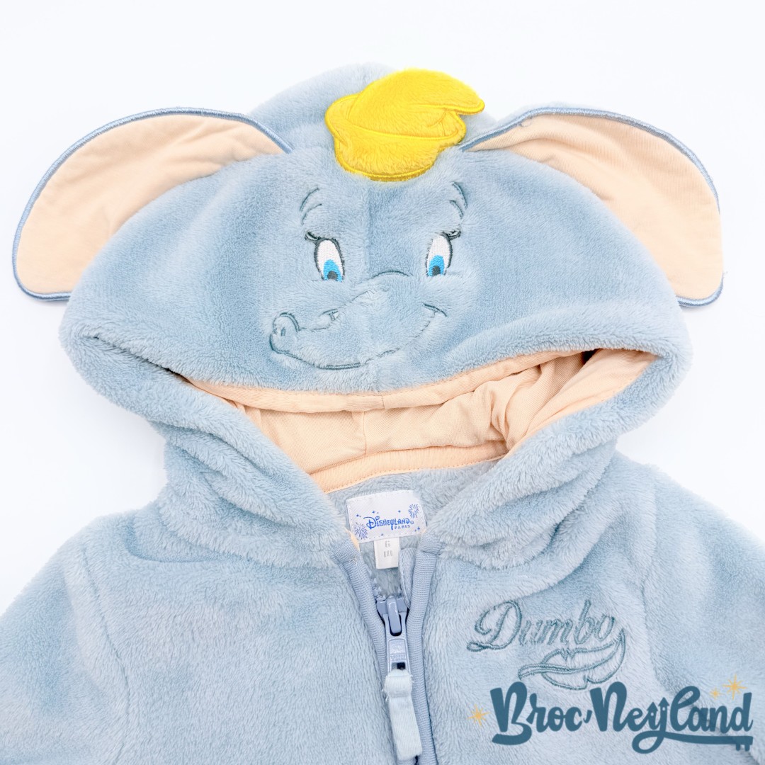 Veste-polaire-Dumbo-Disneyland-Paris-Disney-taille-6-mois-éléphant-gris-capuche (3)