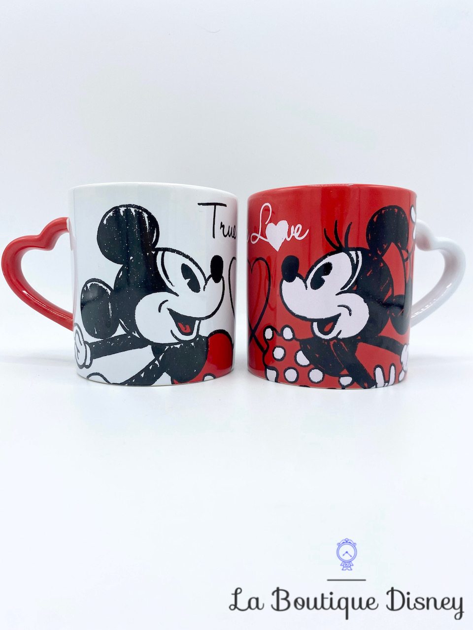 Paire Tasses Mickey Minnie Disneyland Paris mug Disney True Love Coeur rouge noir blanc duo