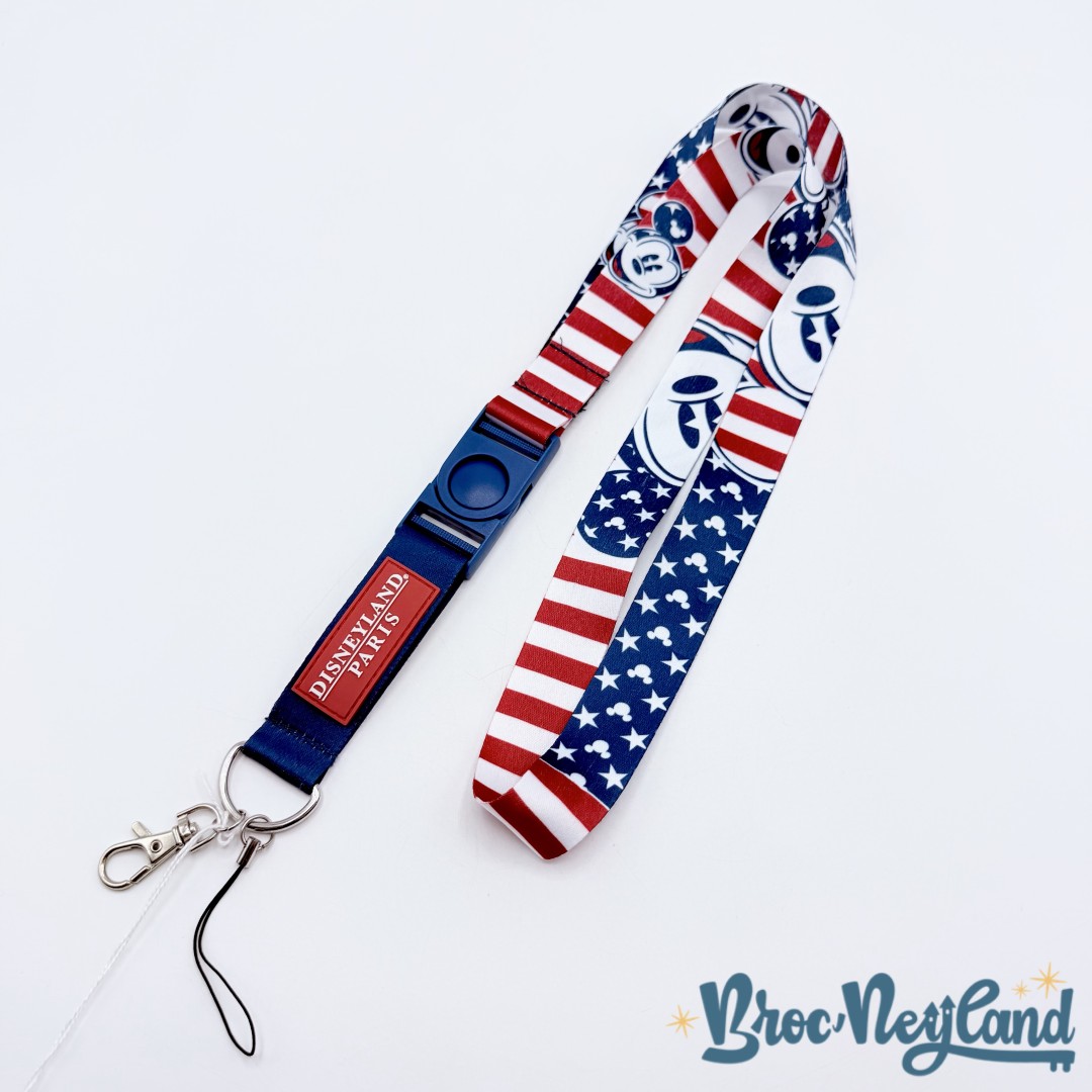 Lanière-Pins-Mickey-Stars-&amp;-Stripes-Disneyland-Paris-Disney-drapeaux-USA-UK-cordon-tour-de-cou (1)