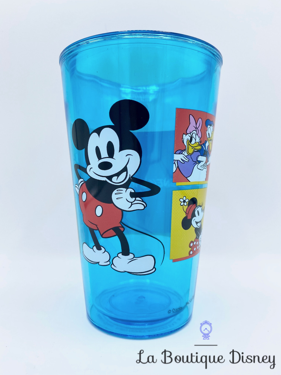 Gobelet Disneyland Paris Disney Mickey Minnie Dingo Donald Daisy verre plastique bleu