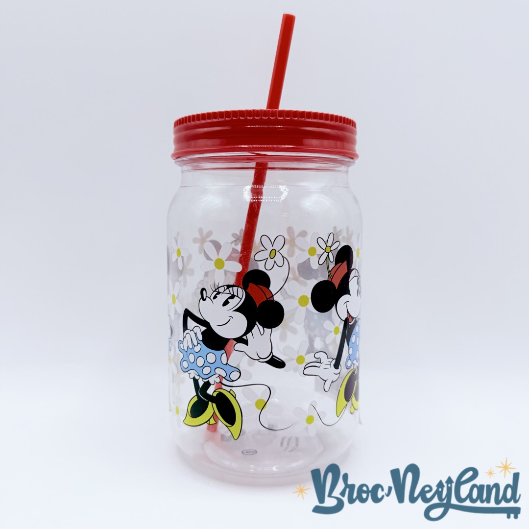 Gobelet-paille-Minnie-Mouse-rétro-vintage-Disney-Store-verre-plastique-fleurs (3)