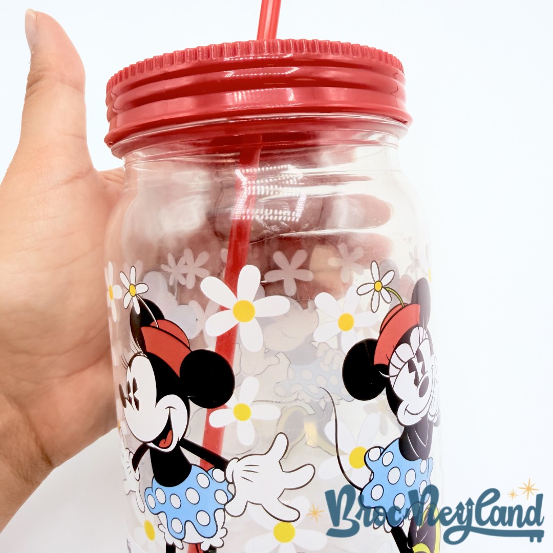 Gobelet-paille-Minnie-Mouse-rétro-vintage-Disney-Store-verre-plastique-fleurs (5)