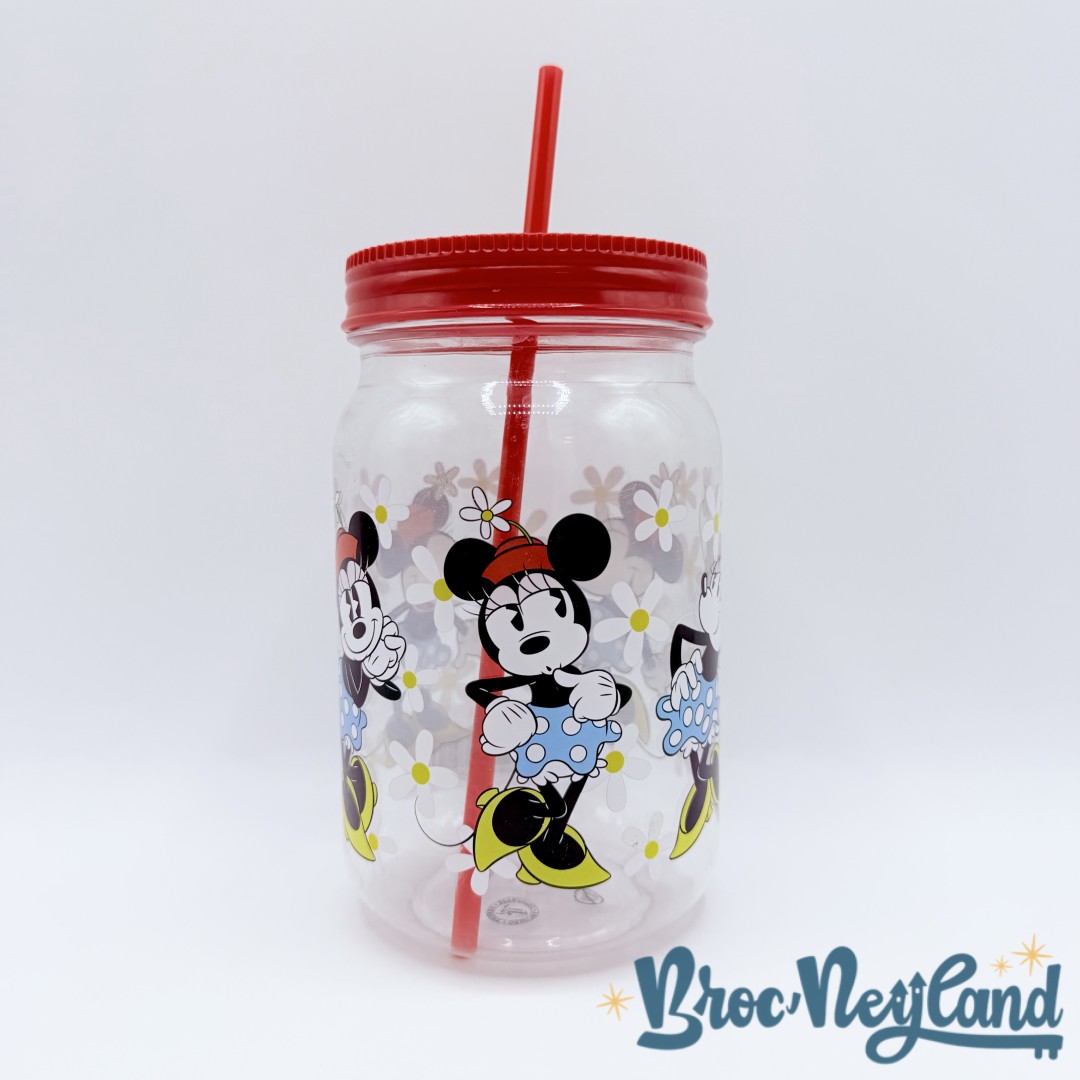 Gobelet-paille-Minnie-Mouse-rétro-vintage-Disney-Store-verre-plastique-fleurs (4)