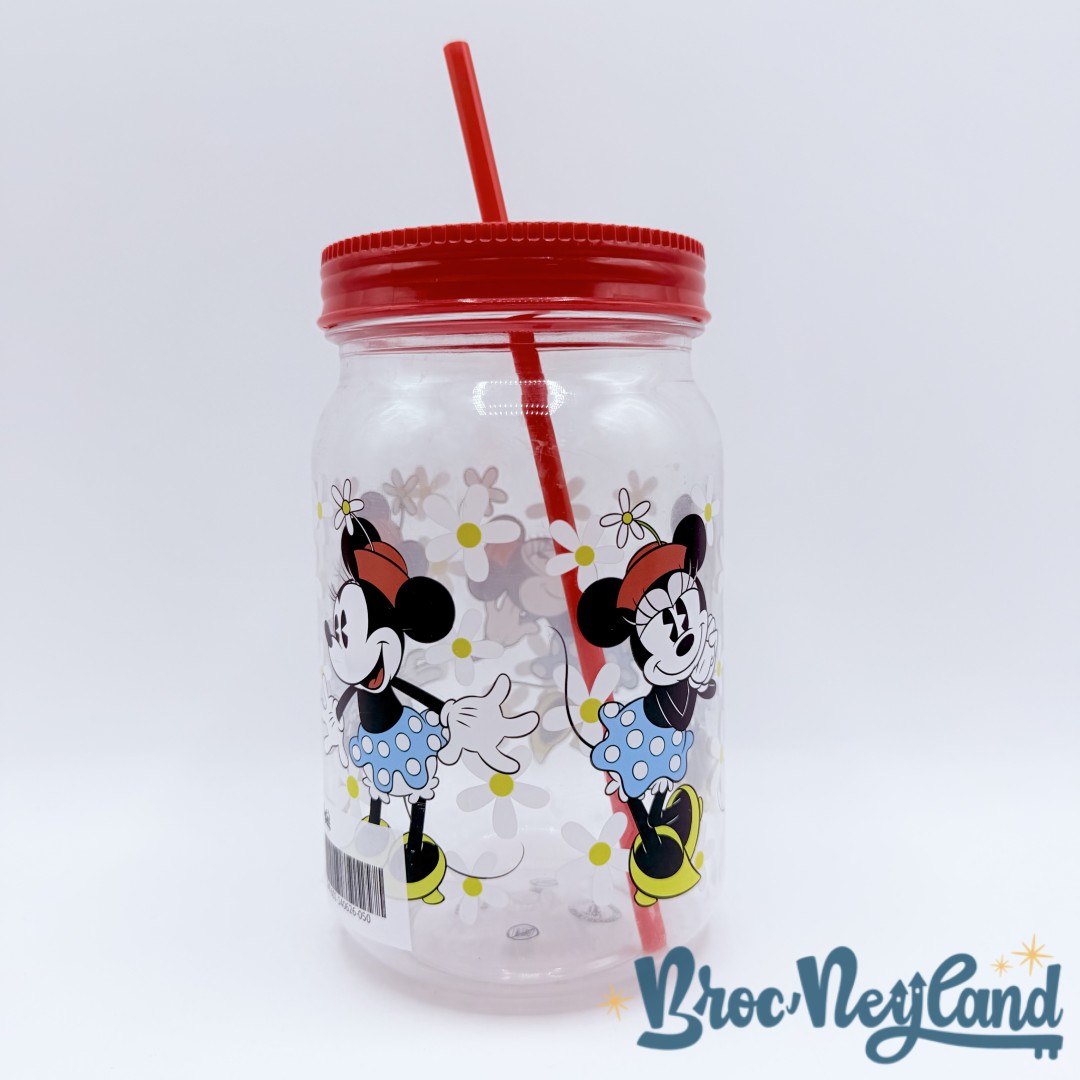 Gobelet-paille-Minnie-Mouse-rétro-vintage-Disney-Store-verre-plastique-fleurs (2)