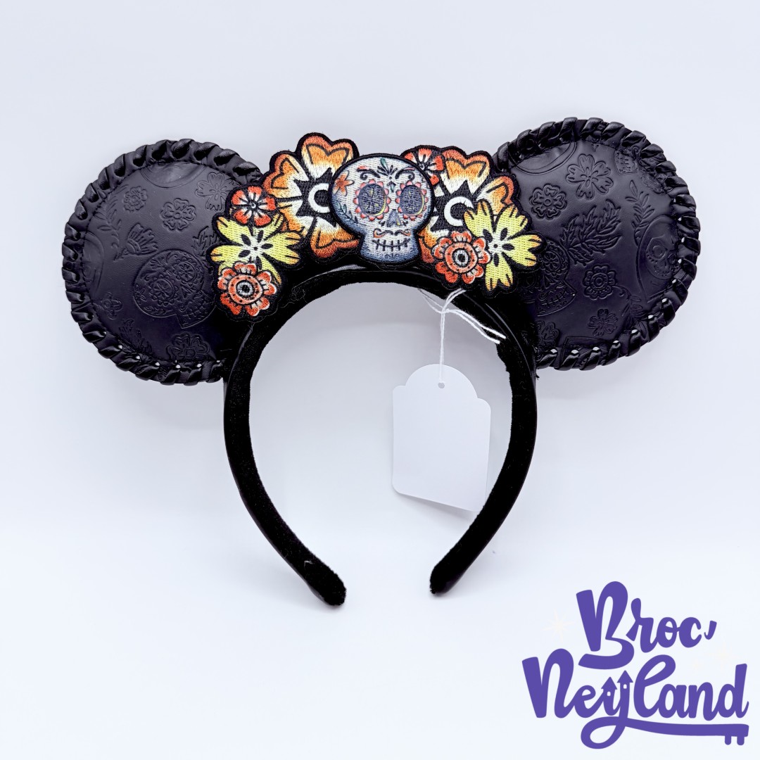 Serre-tête-Oreilles-Coco-Floral-Skull-Disney-Parks-Disneyland-ears-noir-tête-de-mort (3)