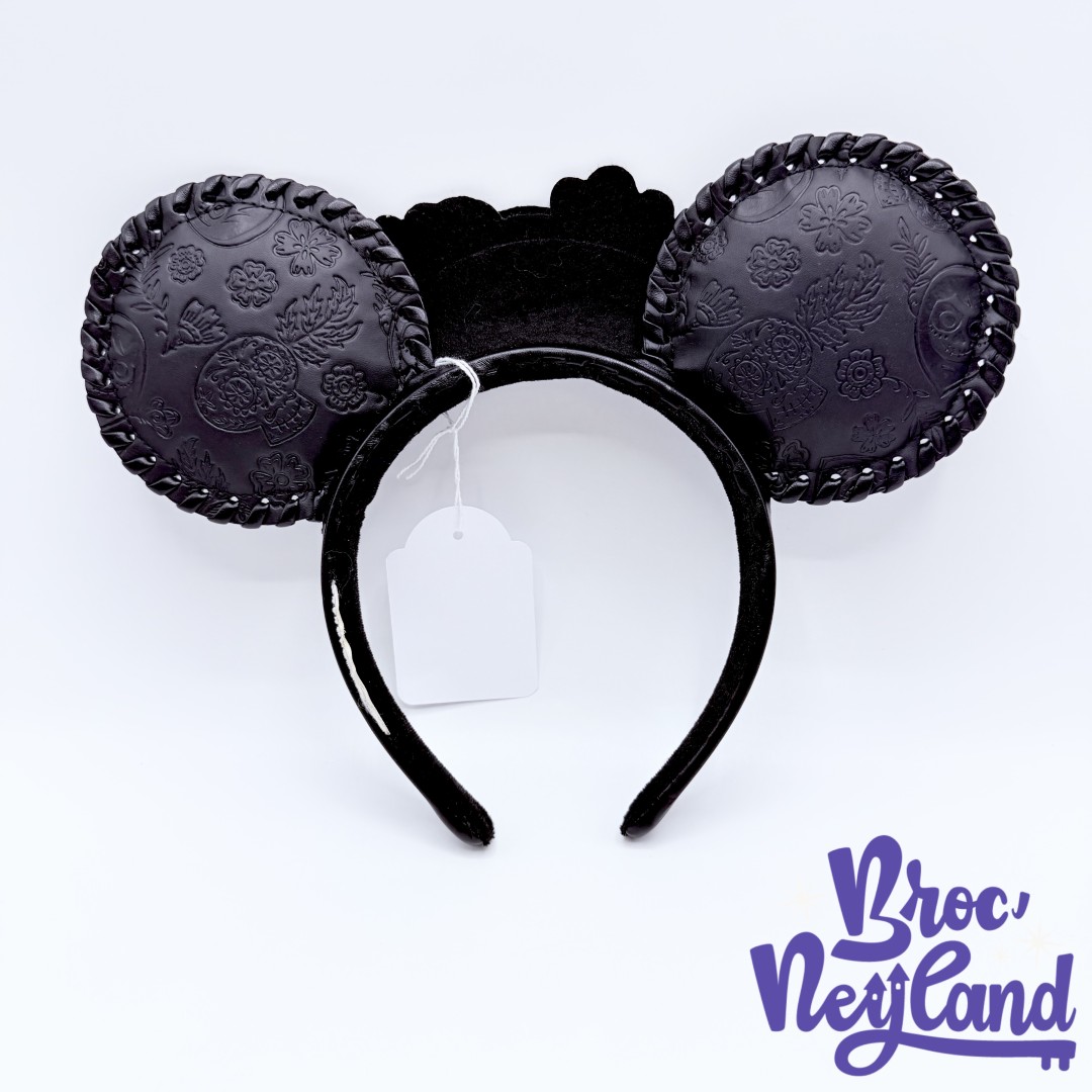 Serre-tête-Oreilles-Coco-Floral-Skull-Disney-Parks-Disneyland-ears-noir-tête-de-mort (1)