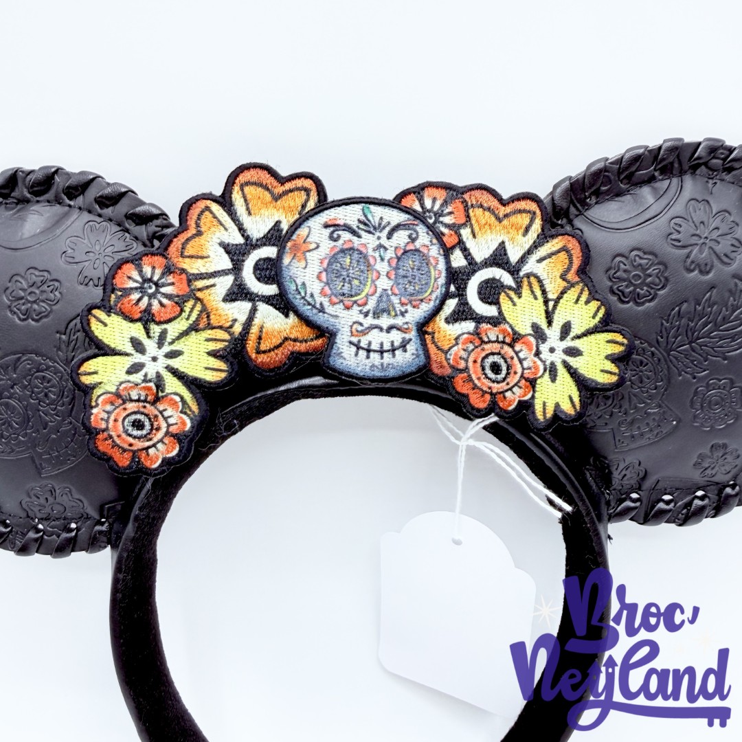 Serre-tête-Oreilles-Coco-Floral-Skull-Disney-Parks-Disneyland-ears-noir-tête-de-mort (2)