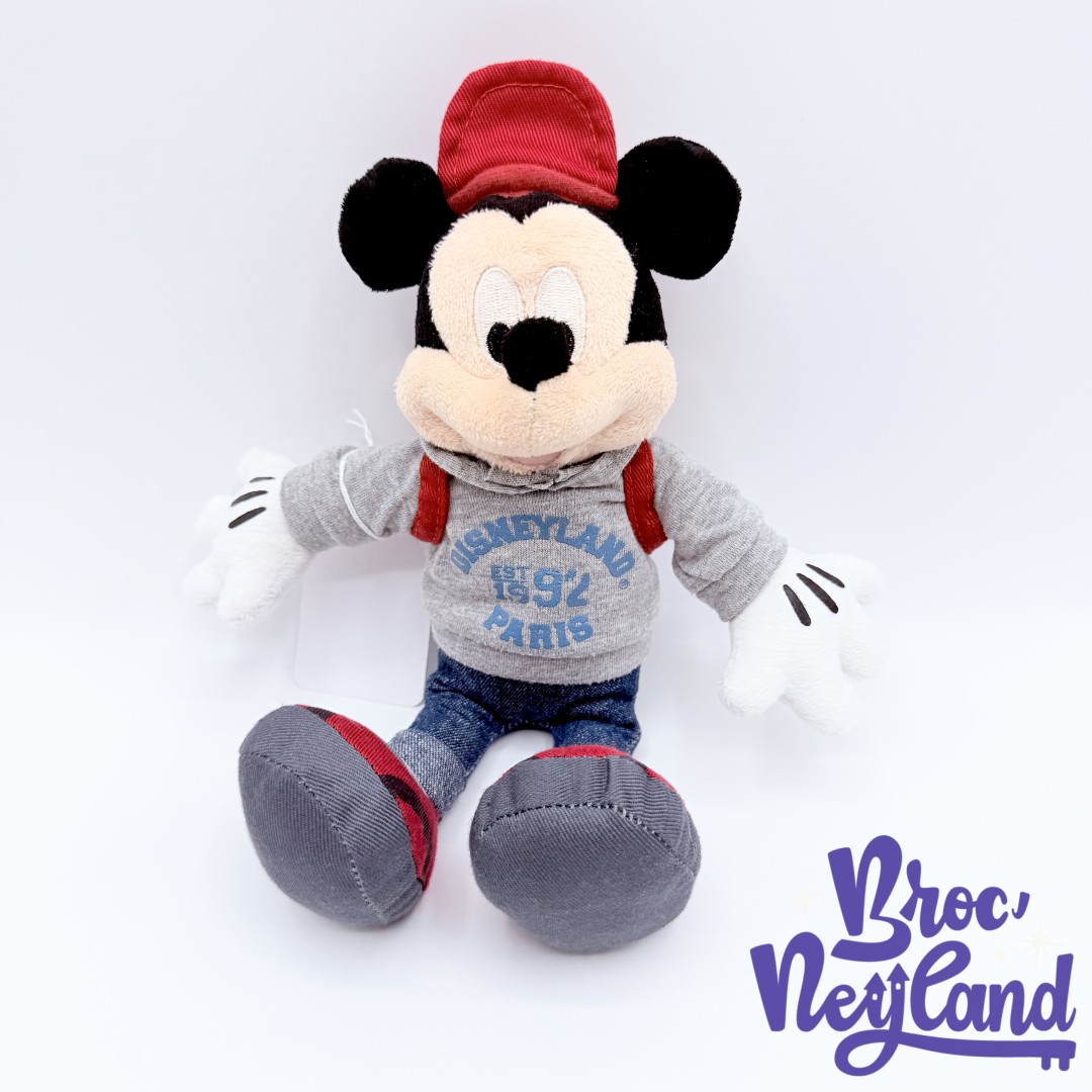 Peluche-Mickey-Mouse-EST-1992-Disneyland-Paris-Disney-jean-rouge-28-cm (2)