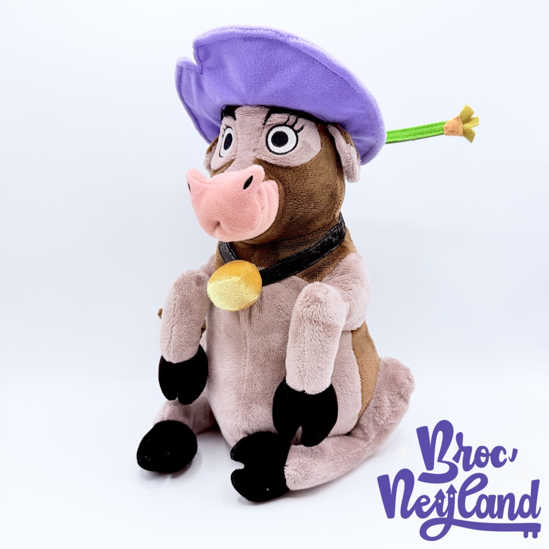Peluche-Miss-Caloway-La-Ferme-se-Rebelle-Disneyland-Paris-Disney-vache-chapeau-violet-38-cm (2)