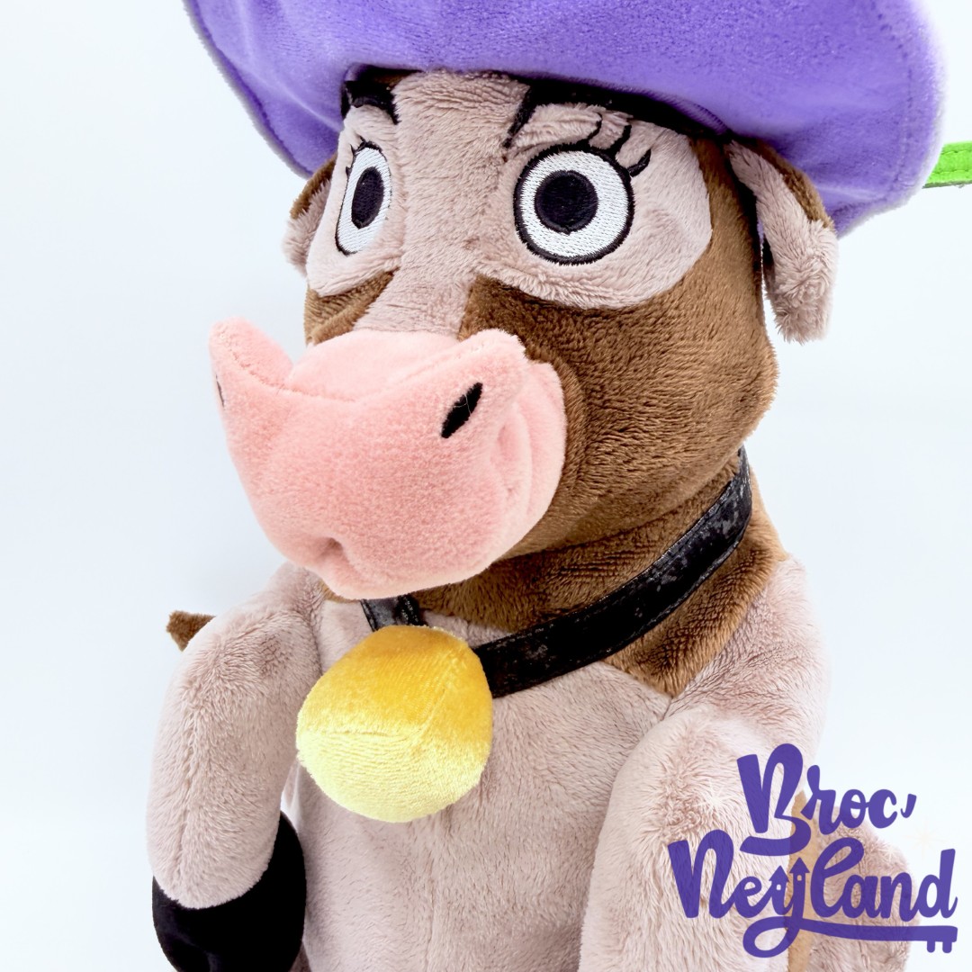 Peluche-Miss-Caloway-La-Ferme-se-Rebelle-Disneyland-Paris-Disney-vache-chapeau-violet-38-cm (7)