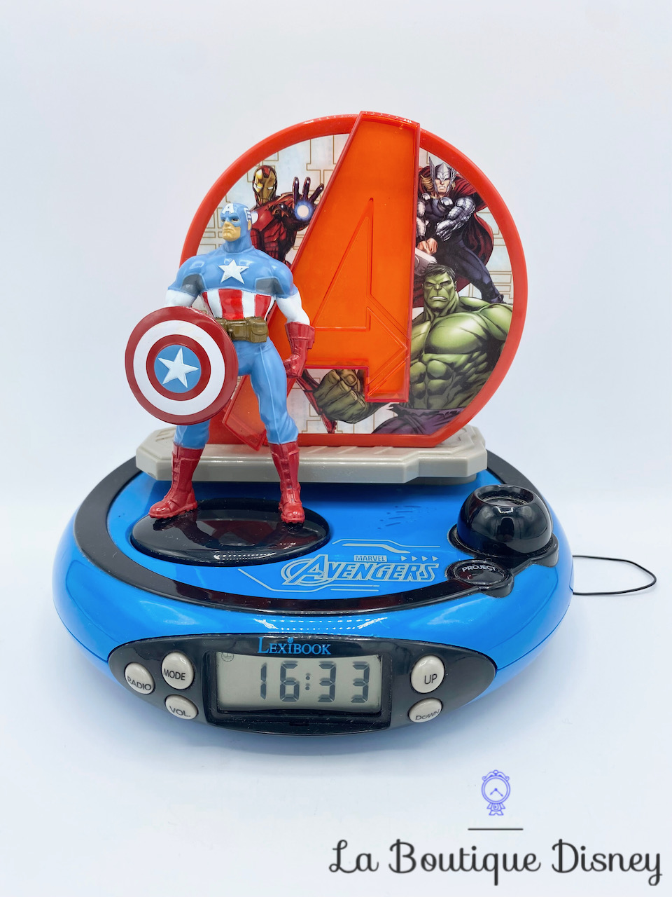 Radio Réveil Captain America Avengers Marvel Lexibook Disney Projecteur bleu horloge