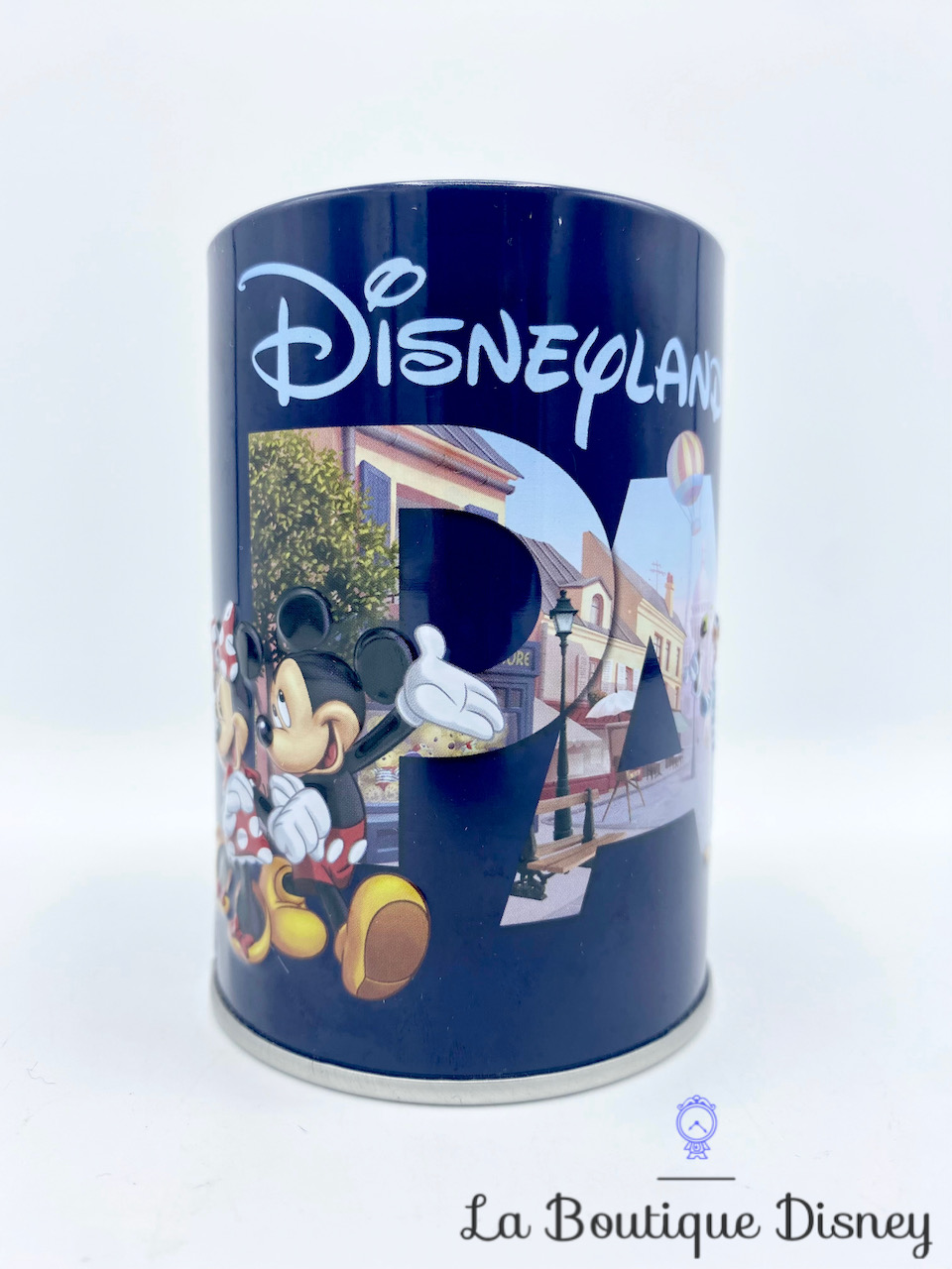 Pot à crayons Mickey Minnie Paris Disneyland Disney métal bleu ville