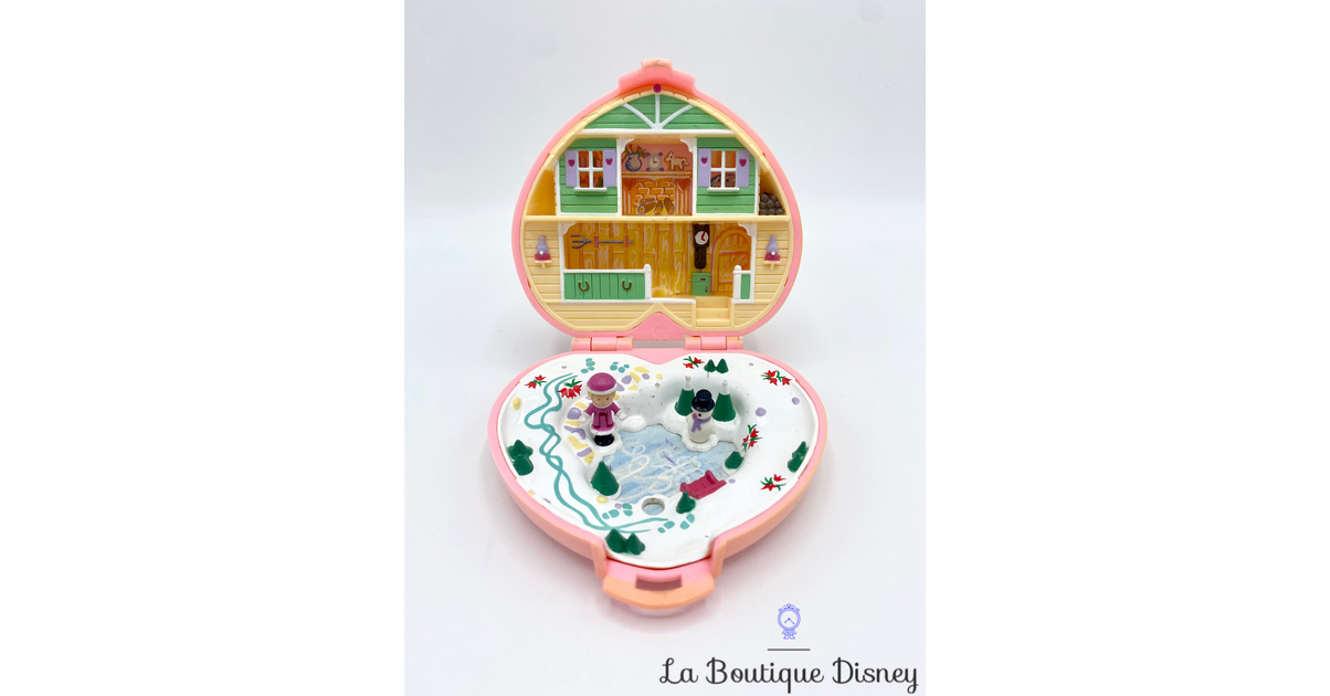 Rare Polly Pocket Bluebird 1989 – Thème Noël Avec 3 Personnages Et Traîneau