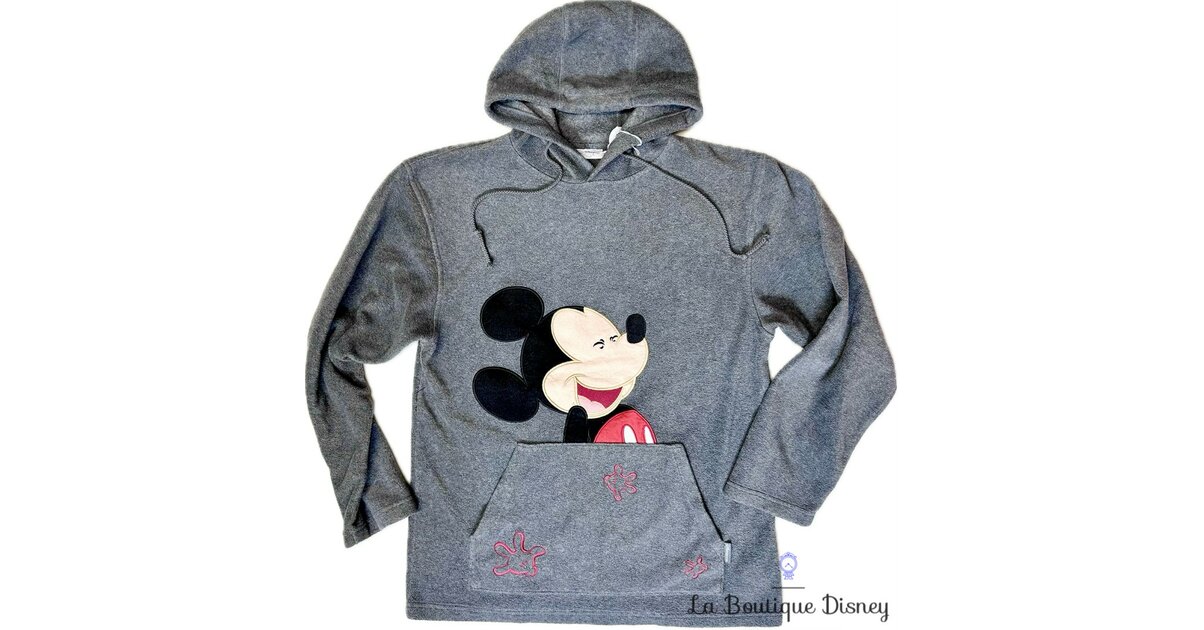 Sweat à Capuche Léger Avec Motif Mickey Mouse - Taille L, Gris, Occasion Bon état