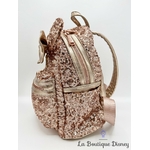 Sac à dos Loungefly Minnie Mouse Rose Gold sequins dorés Disney Parks