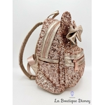 Sac à dos Loungefly Minnie Mouse Rose Gold sequins dorés Disney Parks